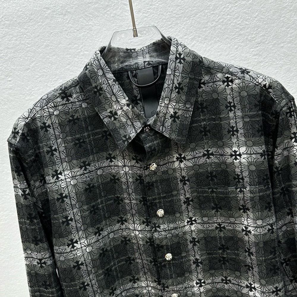 Chrome Hearts Men's Black and Gray Plaid Shirt - Picture 3 of 11